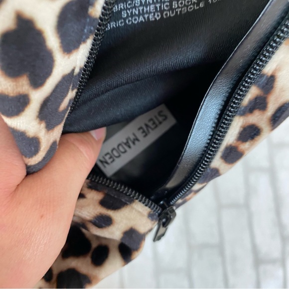 Steve Madden Valyant Valy Pointed Toe Velvet Leopard Heeled Bootie - Picture 7 of 7